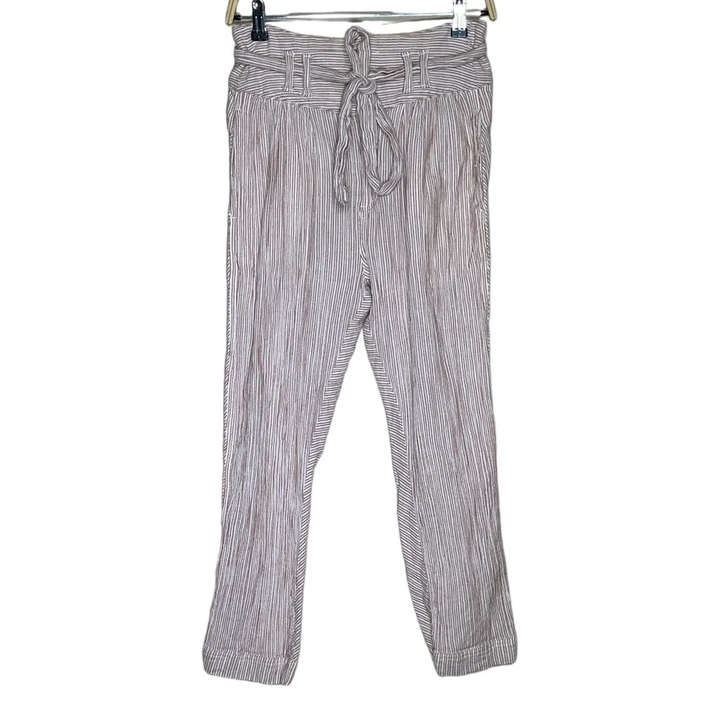 Free People Rumors Yarn Dye In Neutral Dusty Rose & Cream Size 0 Harem Pants